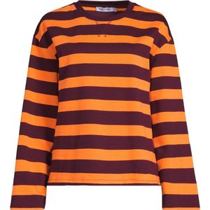 Anytime gestreepte sweater bordeauxrood/oranje