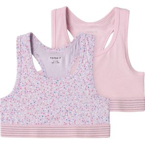 NAME IT KIDS bh top NKFSHORT TOP DOT - set van 2 lila/roze