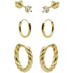 KARMA Jewelry gold plated oorbellen Teddy - set van 3