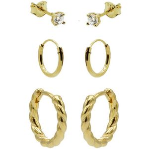 KARMA Jewelry gold plated oorbellen Teddy - set van 3