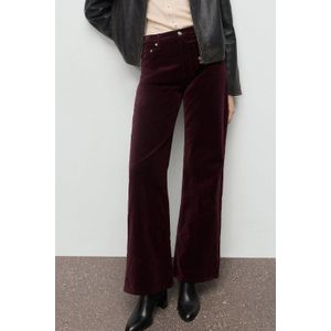 Mango corduroy high waist flared broek donkerrood