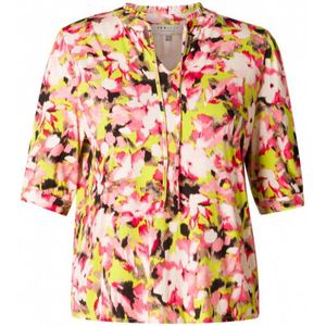 Ivy Beau blousetop met all over print lime/roze/zwart