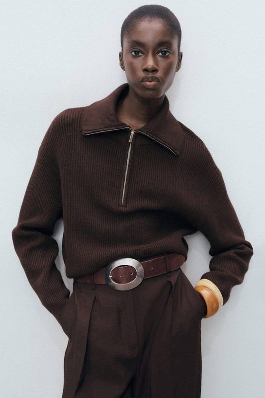 MANGO Trui 'RIZON'  donkerbruin