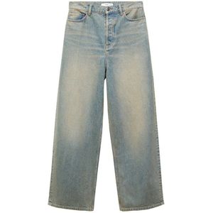 Mango low waist wide leg jeans medium blue denim