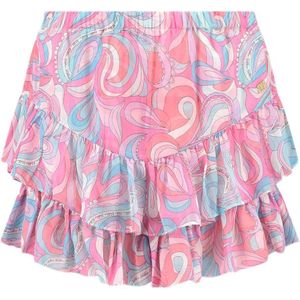 NIKKIE skort met paisleyprint en ruches roze/blauw