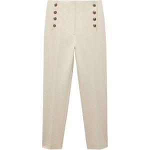 Mango cropped slim fit broek lichtbeige