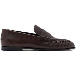 Mango leren loafers donkerbruin
