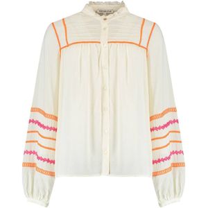 HARPER & YVE blouse TAYLOR-LS met borduursels ecru/roze