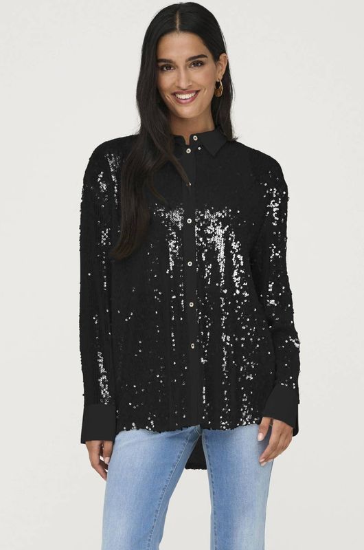 ONLY - ONLCARIN - Blouse - Zwart - Lange Mouw - Losse Pasvorm