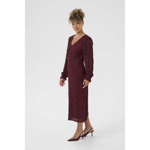 Cream midi jurk donkerrood