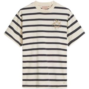 JOSH V ROXY STRIPEY oversized t-shirt ecru/ antraciet