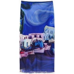 Desigual midi rok met all over print blauw