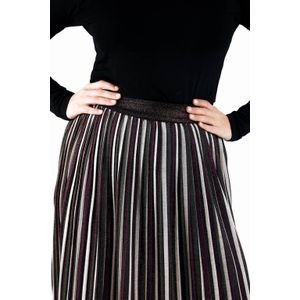 Paprika gestreepte plissé rok met glitter multi