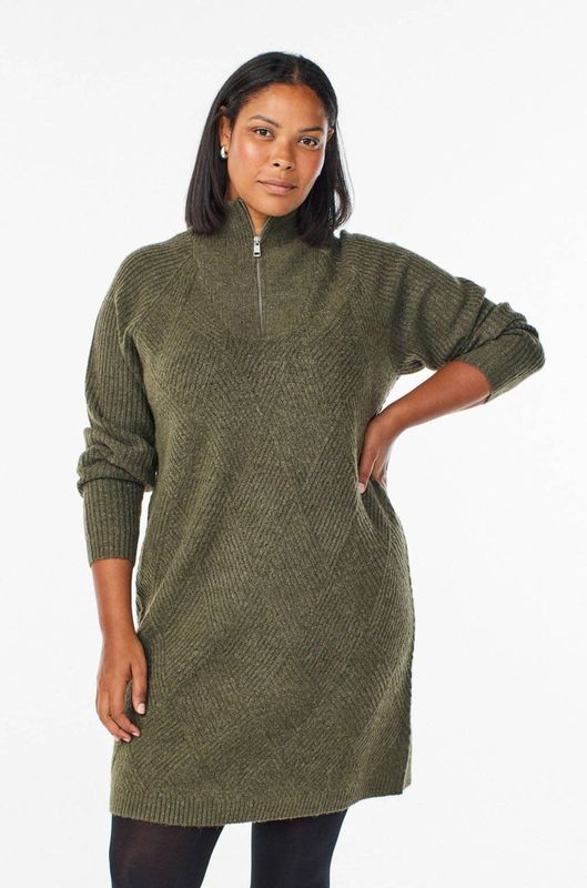 Zizzi midi jurk kaki