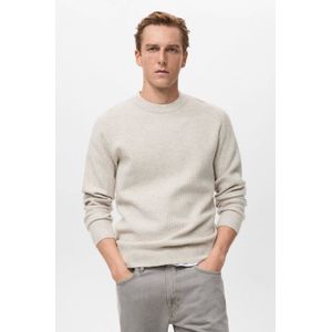 Mango Man trui rib gebreid beige
