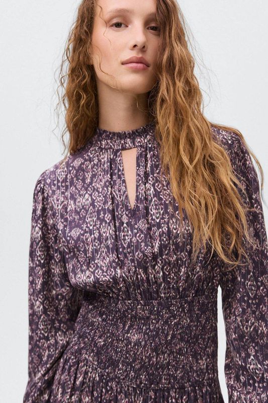 MANGO TEEN - Jurk - Vrolijke All-over Print - Lange Ballonmouwen