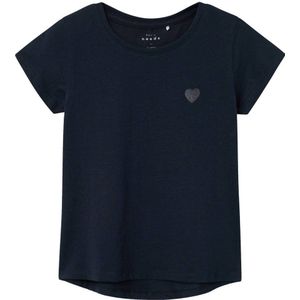 NAME IT KIDS T-shirt NKFVIOLINE met printopdruk en glitters donkerblauw