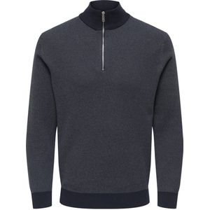 Only & Sons - Onsphilip Ls Zip High Neck Knit - Trui - Dark Sapphire