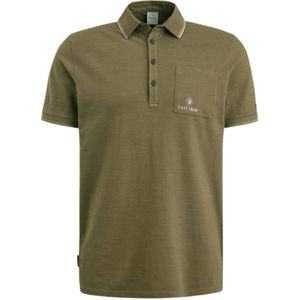 Cast Iron slim fit polo met logo kaki