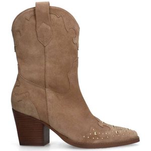 Manfield suède cowboylaarzen met studs beige