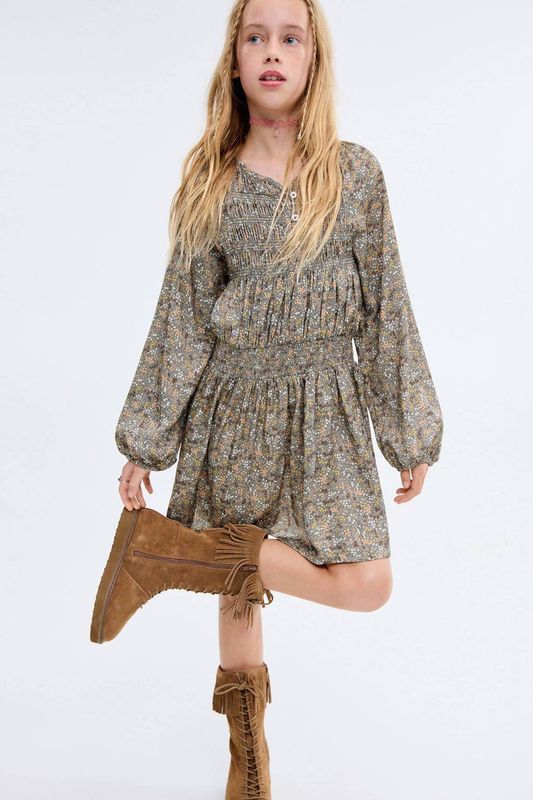 Mango Kids korte jurk groen