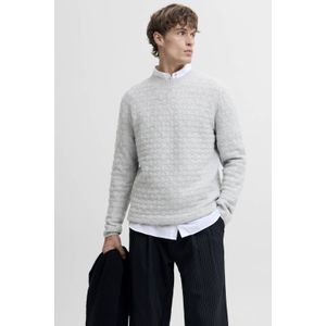 JACK & JONES PREMIUM trui met wol gebreid grijs