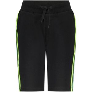 TYGO & vito regular fit sweatshort Bing met zijstreep zwart/neongroen