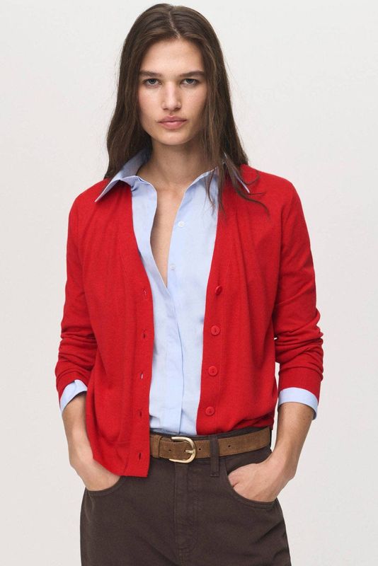 Mango gebreid vest rood