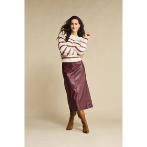 Red Button imitatieleren midi rok donkerrood
