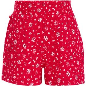 WE Fashion straight fit casual short met all over print rood
