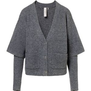 Beaumont gebreid vest met wol grijs melange