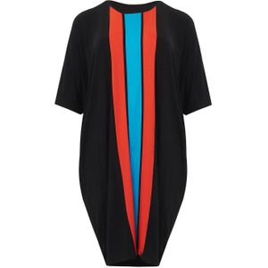 Mat Fashion gestreepte A-lijn jurk zwart/rood/blauw