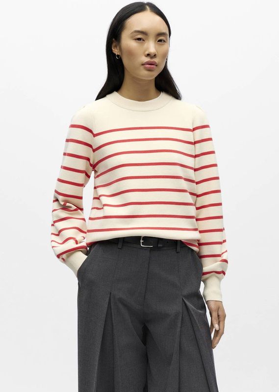 OBJECT gestreepte trui ecru gebreid