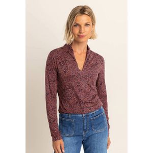 Expresso top met col donkerrood fijn gebreid