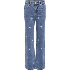 KIDS ONLY GIRL wide leg jeans KOGJUICY met hartjes print Medium blue denim