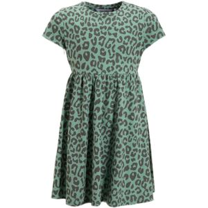 anytime jurk met panterprint groen
