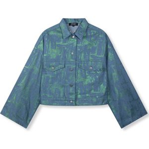 Refined Department metallic jasje Pip met all over print blauw/groen