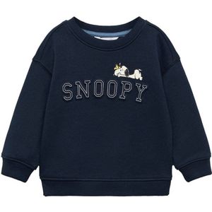 Mango Kids trui met tekst donkerblauw/wit