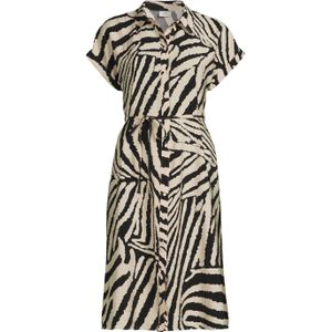 JDY blousejurk JDYCAMILLE met zebraprint en ceintuur zwart/ecru