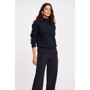 Morgan - Gebreide Trui - Marine - Rib Gebreid