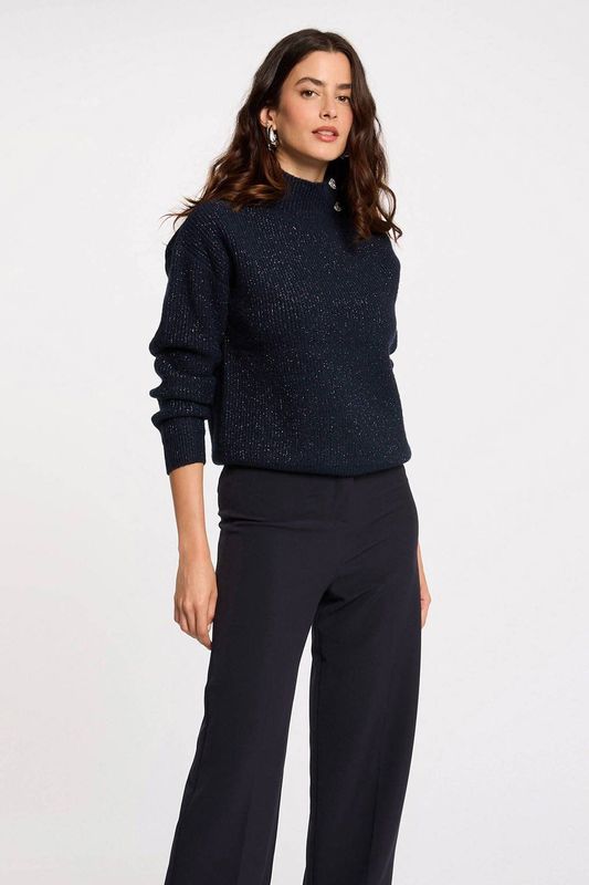 Morgan - Gebreide Trui - Marine - Rib Gebreid