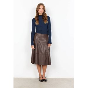 Soyaconcept imitatieleren rok donkerbruin