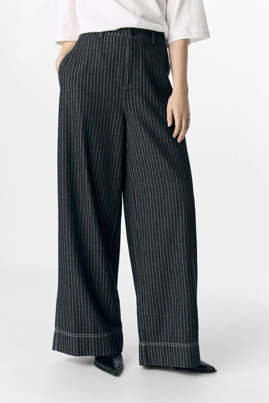 OBJECT - AMY - Broek - Lichtgrijs - Wide Leg - Mid Waist