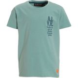 Orange Stars T-shirt Petter met tekstopdruk lichtblauw
