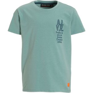 Orange Stars T-shirt Petter met tekstopdruk lichtblauw