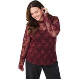 Zizzi - Kanten Gebloemde Top - Donkerrood