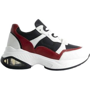 NIKKIE Acapulco chunky leren sneakers rood/zwart/wit