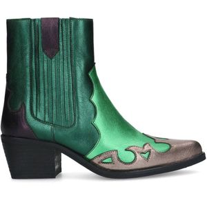 Manfield leren cowboylaarzen groen/zilver