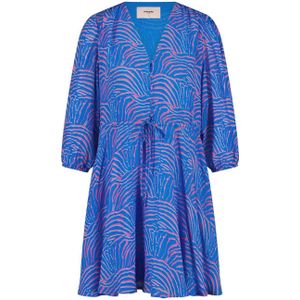 Freebird jurk met zebraprint blauw/ oranje