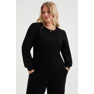 WE Fashion Curve sweater met plooien zwart